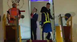 Watch: France’s first lady seems to push her husband as they land in Vietnam. He says they were joking